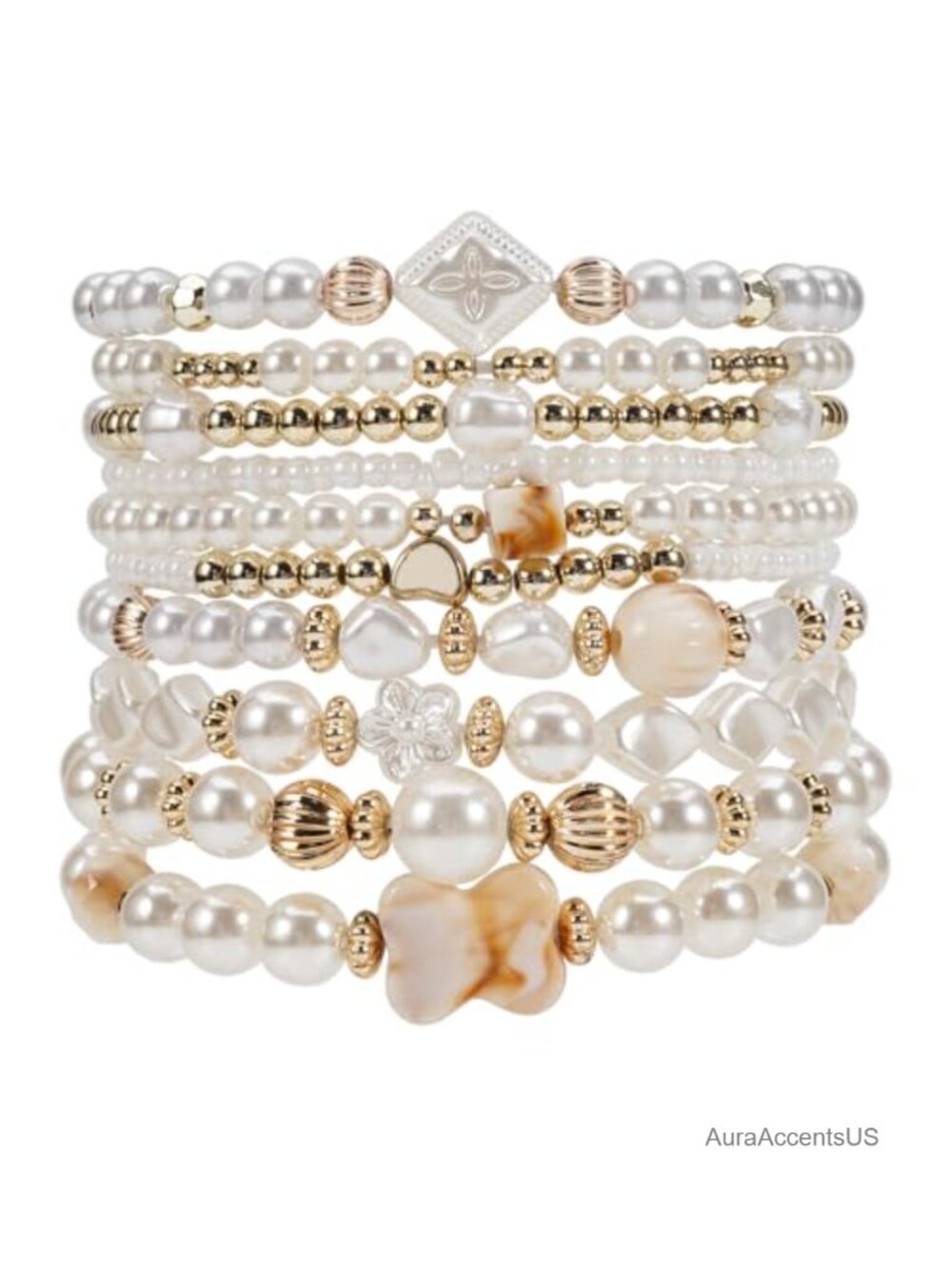 Bohemian Fruit Polymer Clay Beaded Stackable Stretch Bracelets Set of 10
